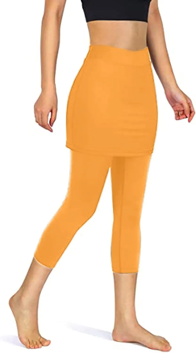 Tennis Skirted Leggings with Pockets for Women Active Skort Athletic Ruffle Pleated Golf Skapri with Skirt 2025