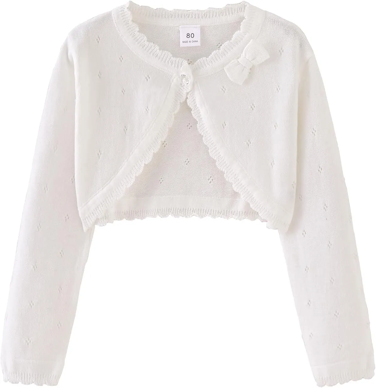 Toddler Girls Knit Cardigan Sweater Kids Bowknot Long Sleeve Dress Cover Up Size 12M-6T