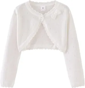 Toddler Girls Knit Cardigan Sweater Kids Bowknot Long Sleeve Dress Cover Up Size 12M-6T
