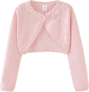 Toddler Girls Knit Cardigan Sweater Kids Bowknot Long Sleeve Dress Cover Up Size 12M-6T