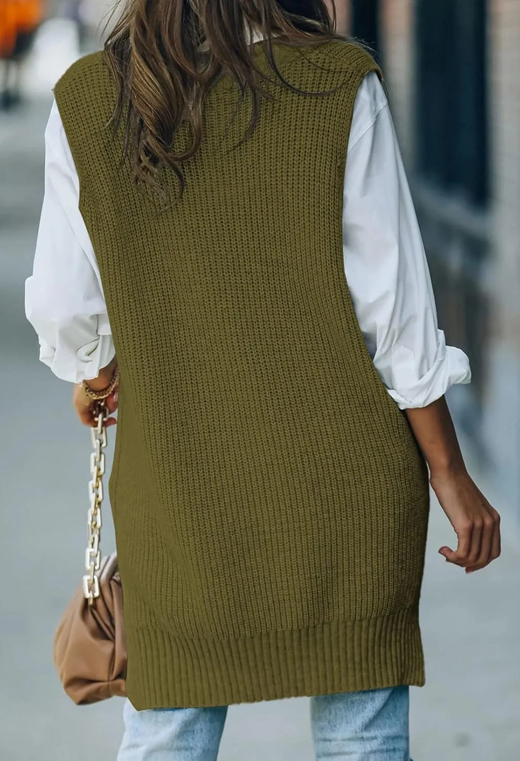 TOLENY Women V Neck Sweater Vest Tops Oversized Sleeveless Tunic Pullover Knitted Tops