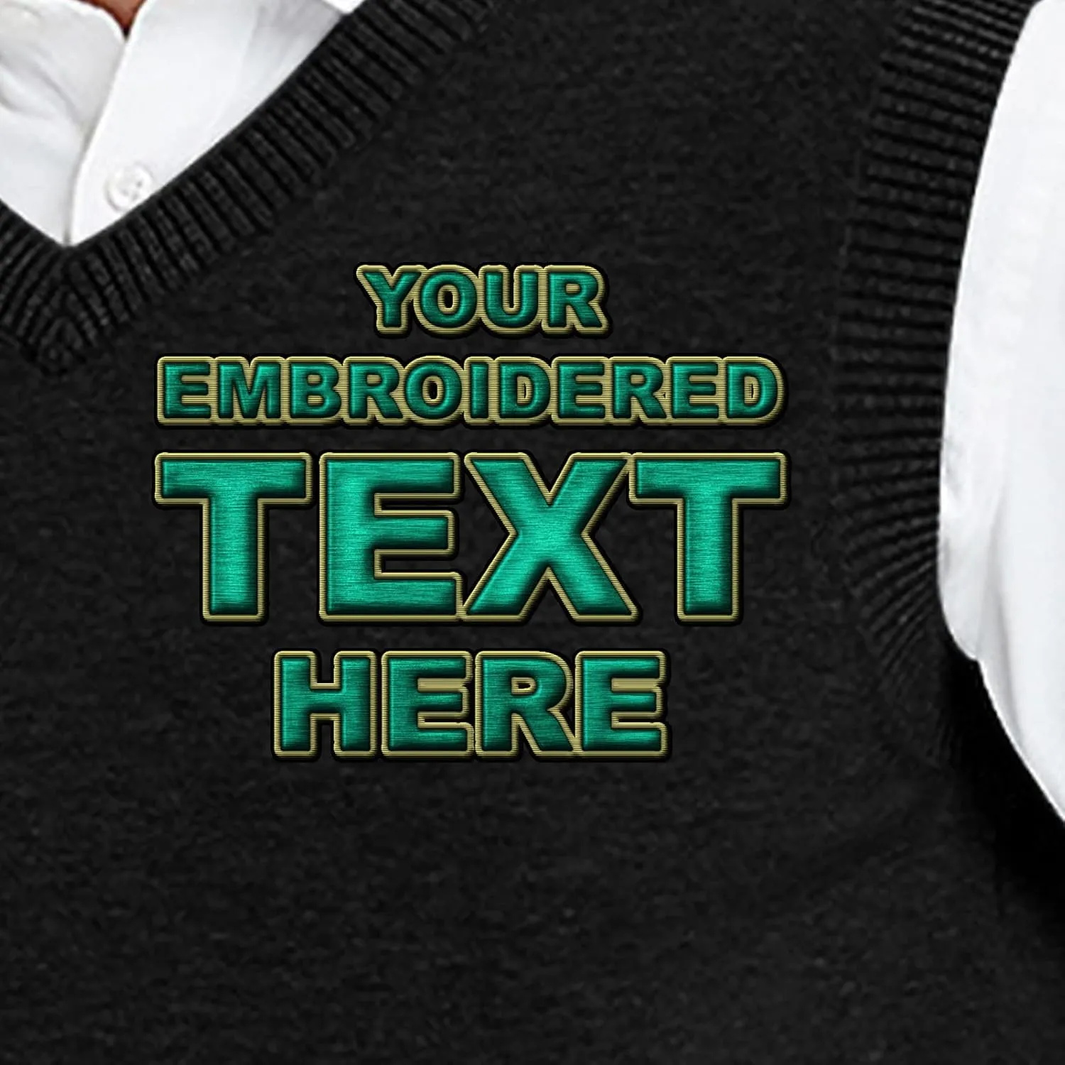 TopTie Embroidery Men's V-Neck 100% Cotton Sweater Vest Custom Solid Pullover Personalize Logo