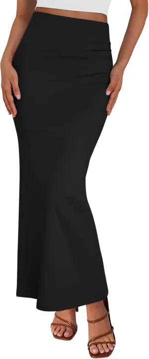Trendy Queen Women Long Maxi Skirt Bodycon High Waist Slite Basic Pencil Skirts Elastic 2025 Dress