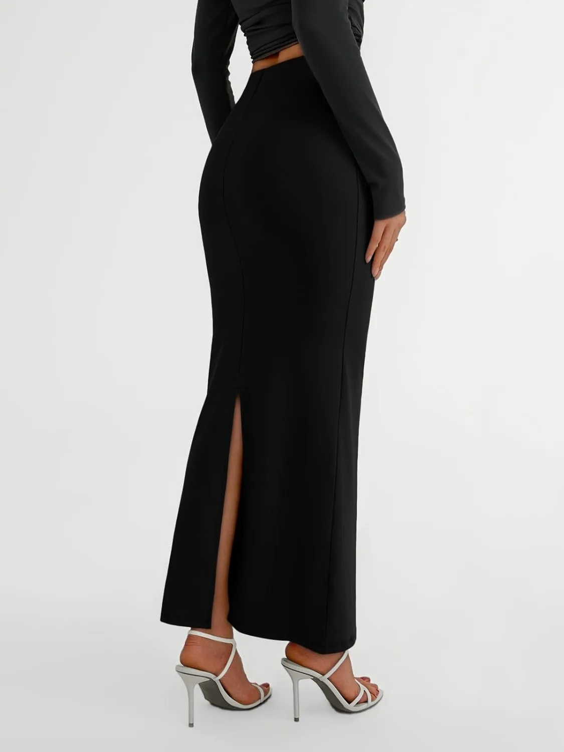 Trendy Queen Women Long Maxi Skirt Bodycon High Waist Slite Basic Pencil Skirts Elastic 2025 Dress