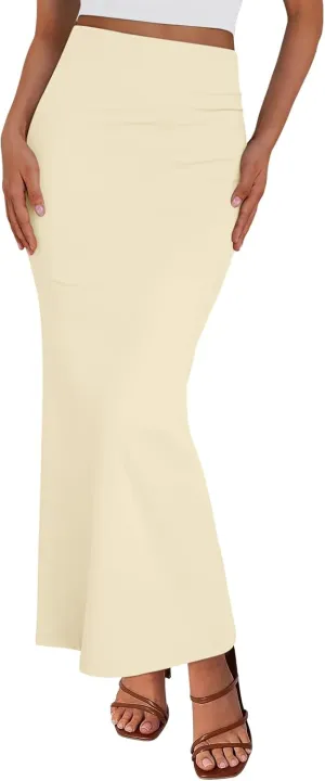 Trendy Queen Women Long Maxi Skirt Bodycon High Waist Slite Basic Pencil Skirts Elastic 2025 Dress