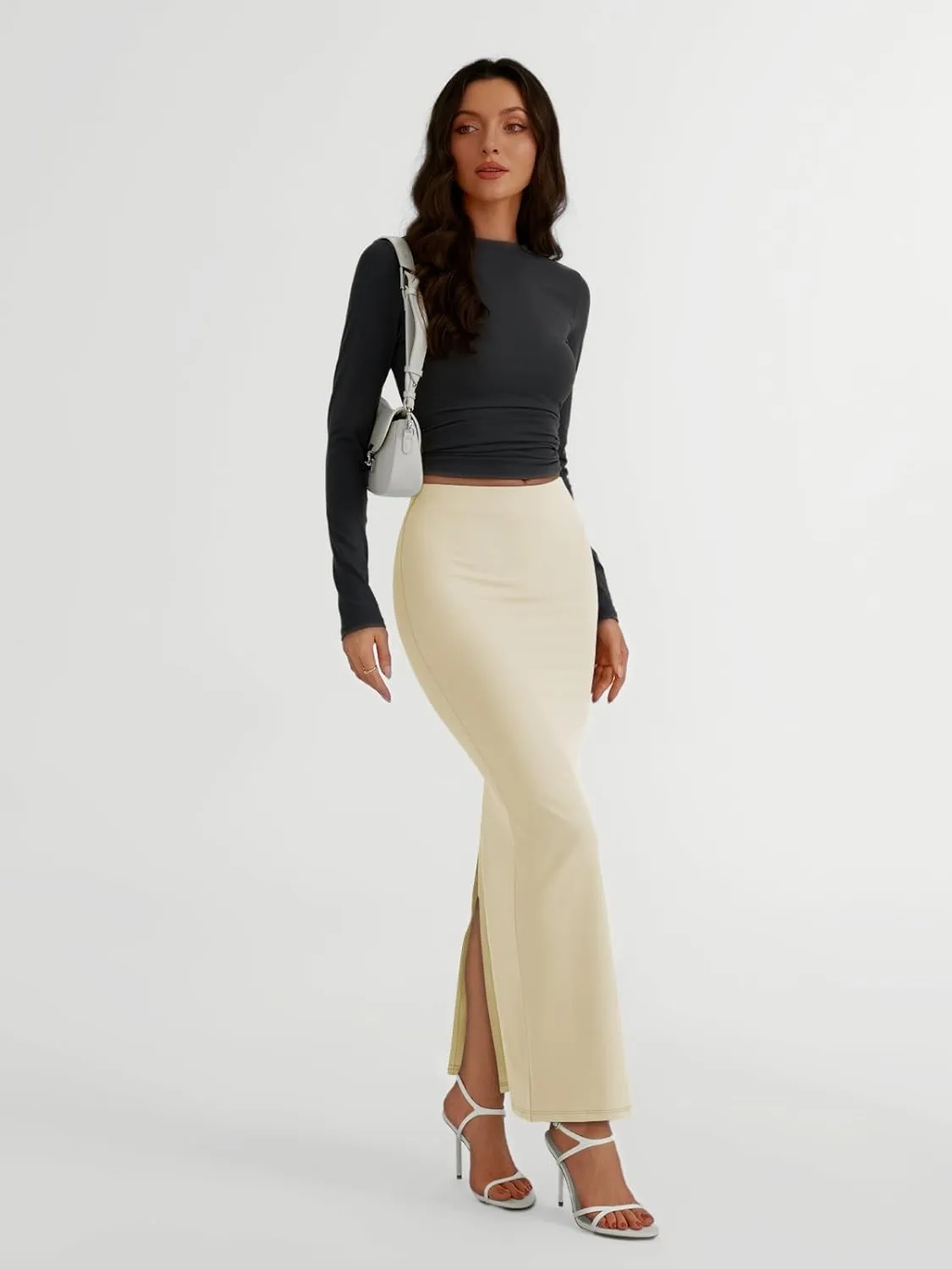 Trendy Queen Women Long Maxi Skirt Bodycon High Waist Slite Basic Pencil Skirts Elastic 2025 Dress