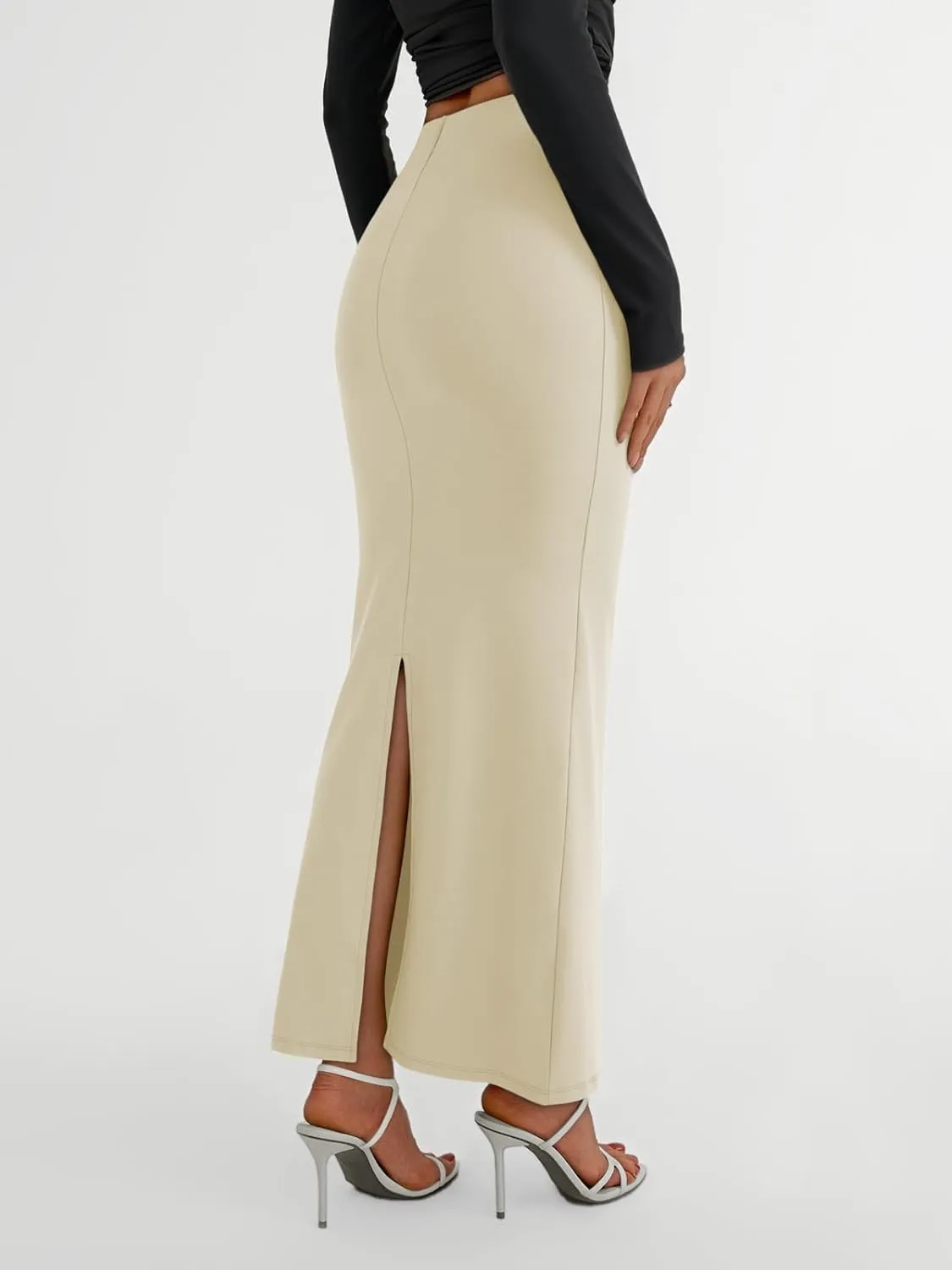 Trendy Queen Women Long Maxi Skirt Bodycon High Waist Slite Basic Pencil Skirts Elastic 2025 Dress