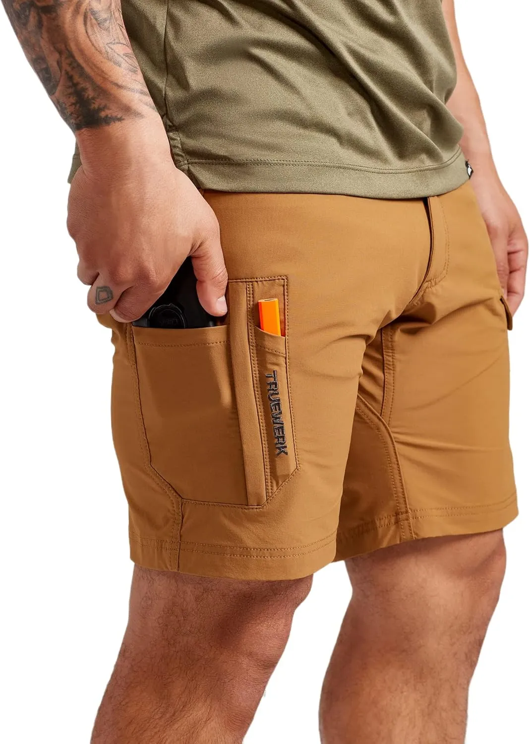 TRUEWERK Mens Work Shorts - T1 Werkshorts, Moisture Wicking, Multi-Pocket, Tactical Cargo Shorts with 4-Way Stretch