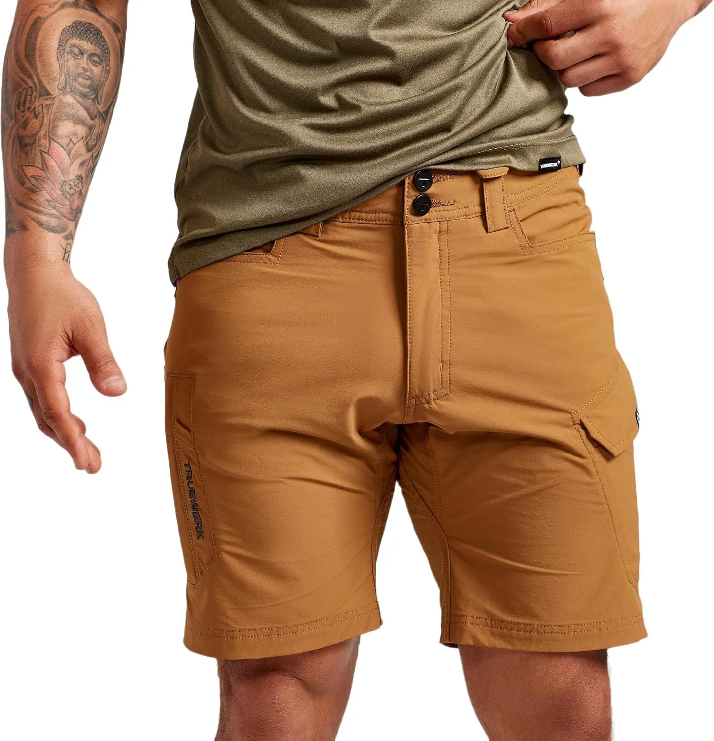 TRUEWERK Mens Work Shorts - T1 Werkshorts, Moisture Wicking, Multi-Pocket, Tactical Cargo Shorts with 4-Way Stretch