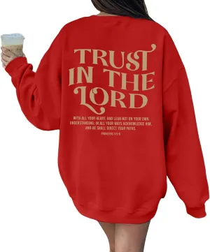 Trust in the Lord Christian Bible Verse Hoodies Jesus Saves Faith Sweatshirt Pullover Tops Harajuku Streetwear