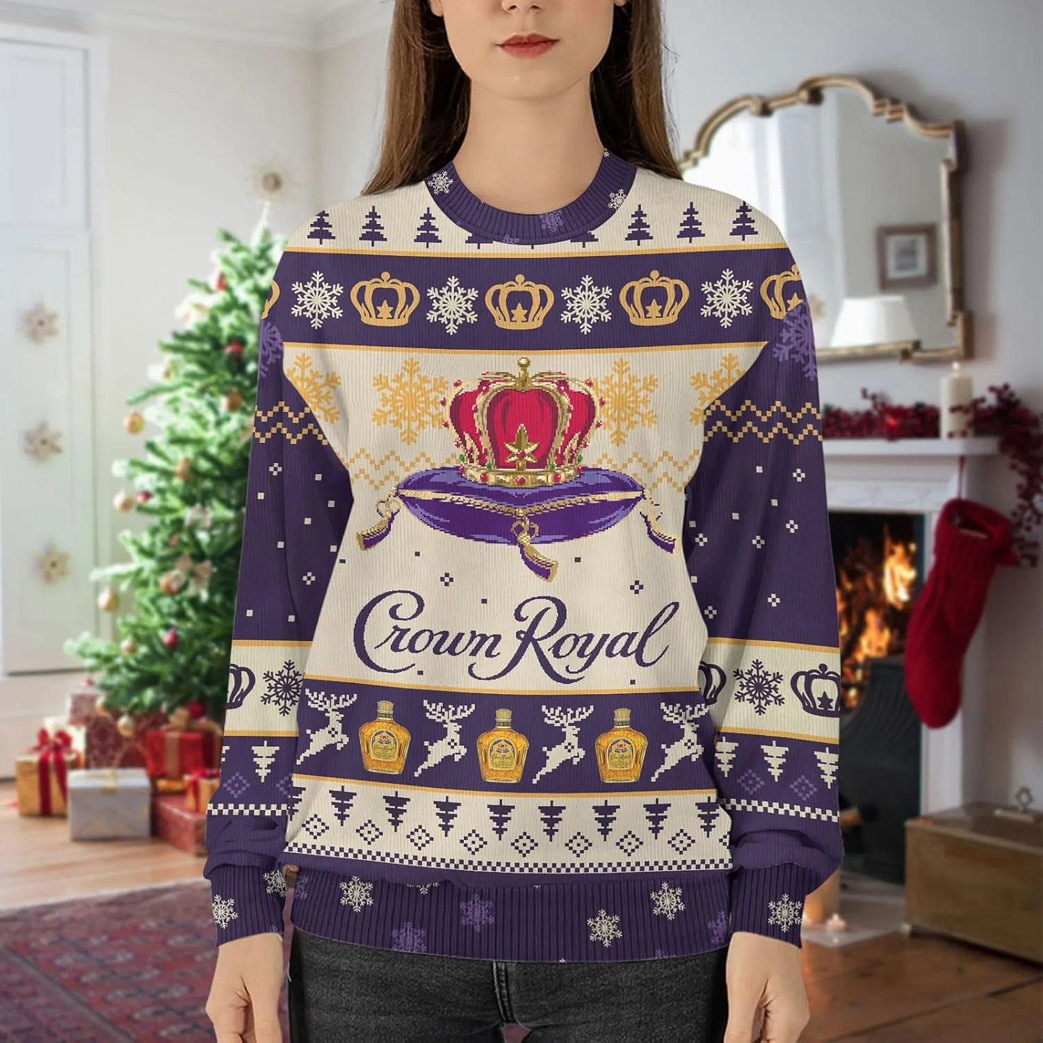 Ugly Christmas Sweater, Holiday Crewneck Cardigan for Women Men, Long Sleeve Knit Pullover Gifts for Christmas