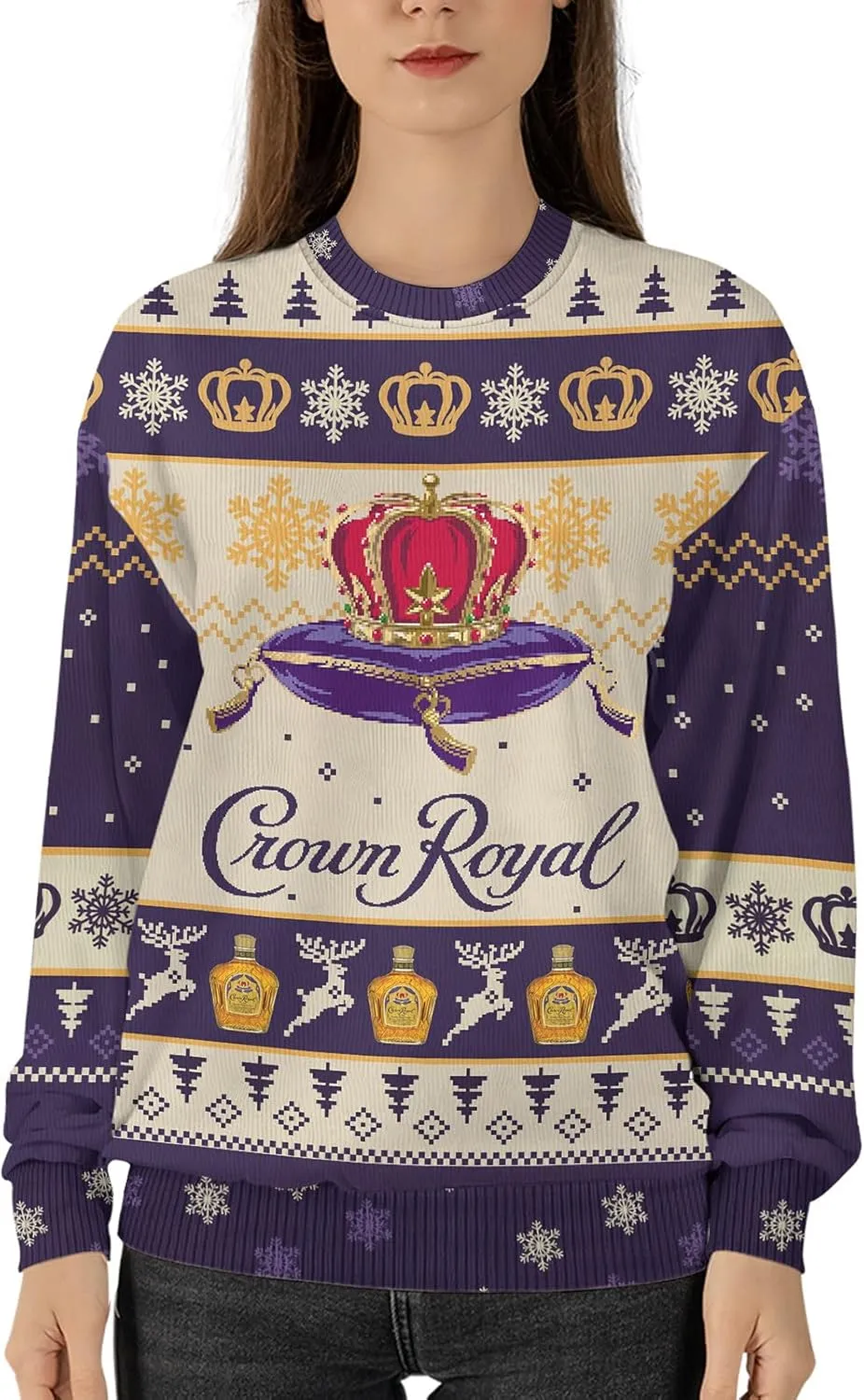 Ugly Christmas Sweater, Holiday Crewneck Cardigan for Women Men, Long Sleeve Knit Pullover Gifts for Christmas