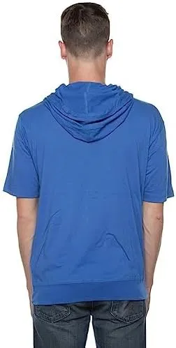 Unisex Casual Short Sleeve Zip Hoodie, Lightweight Jersey Zip Up Hoodie for Men and Women
