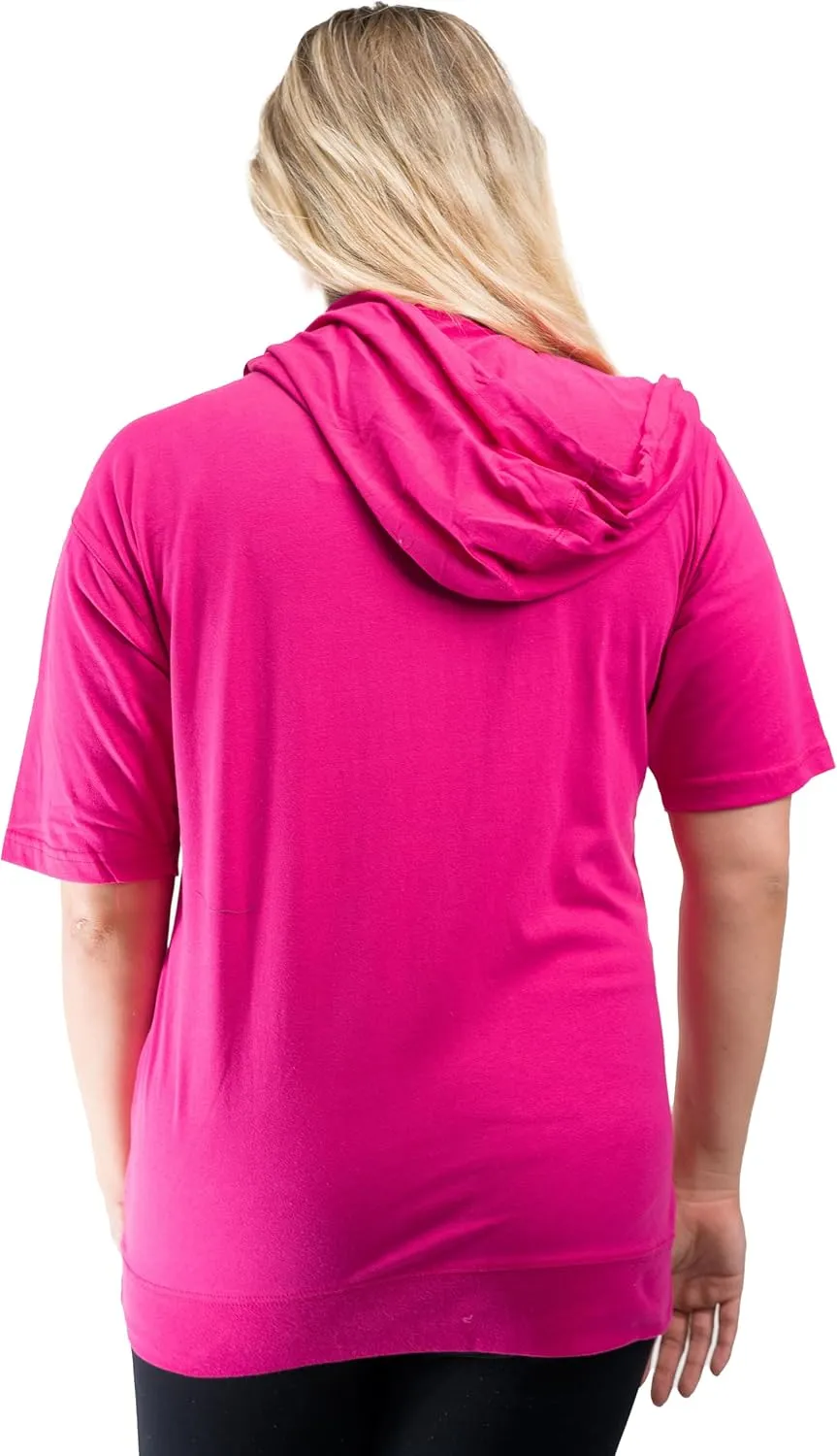 Unisex Casual Short Sleeve Zip Hoodie, Lightweight Jersey Zip Up Hoodie for Men and Women