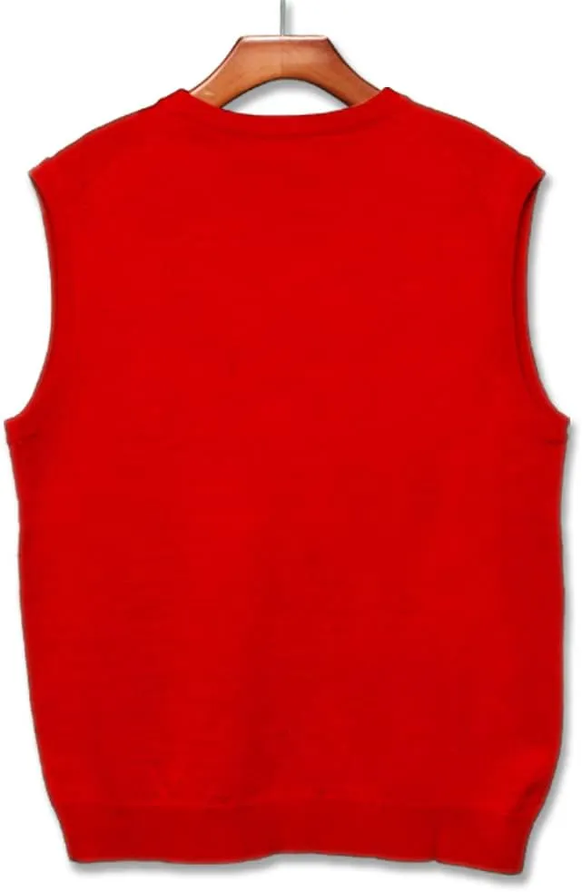 V Neck Solid Sweater Vest - Mens