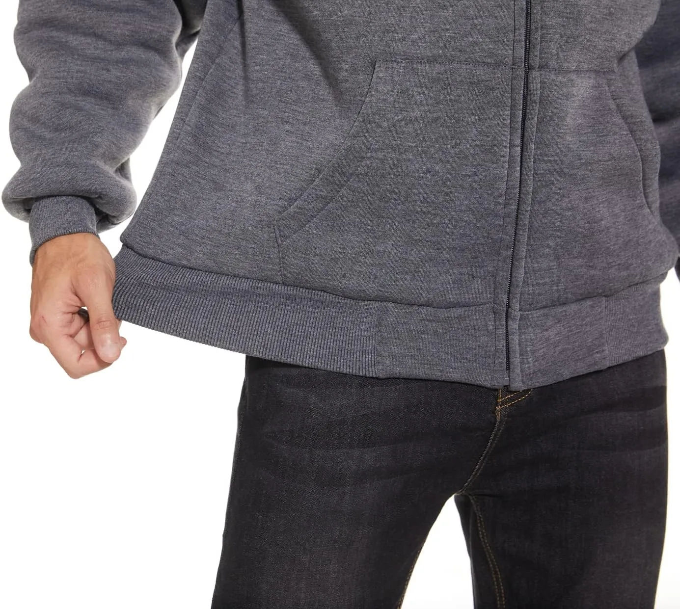 V VALANCH Men Hoodie Zip Up Winter Sherpa Lined Sweatshirt Heavyweight Thick Warm Fleece Jacket
