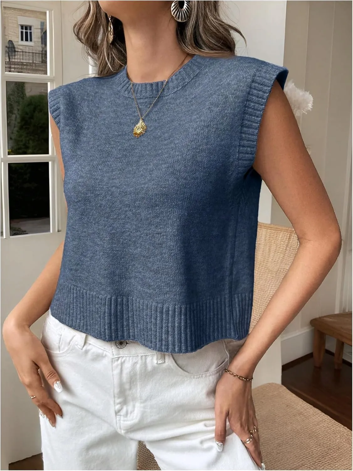 Verdusa Women's Backless Tie Knot Knit Sweater Vest Sleeveless Split Pullover Tank Top