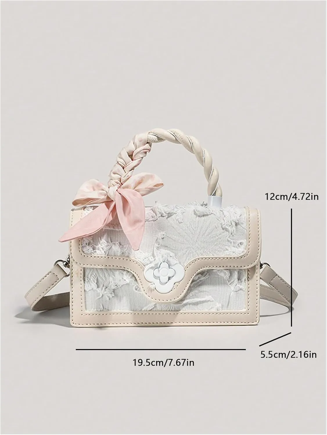Verdusa Women's Vintage Crossbody Bags Top Handle Square Flap Satchel Purses with Ribbon