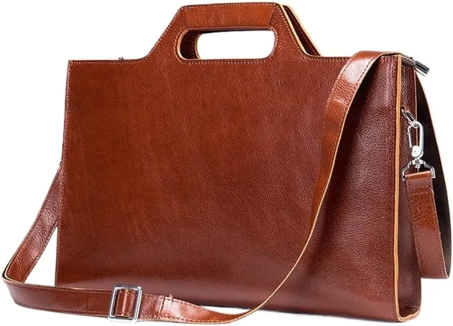 Vintage Top Layer Cowhide Crossbody Shoulder Bag Crazy Horse Leather Briefcase Laptop Bag