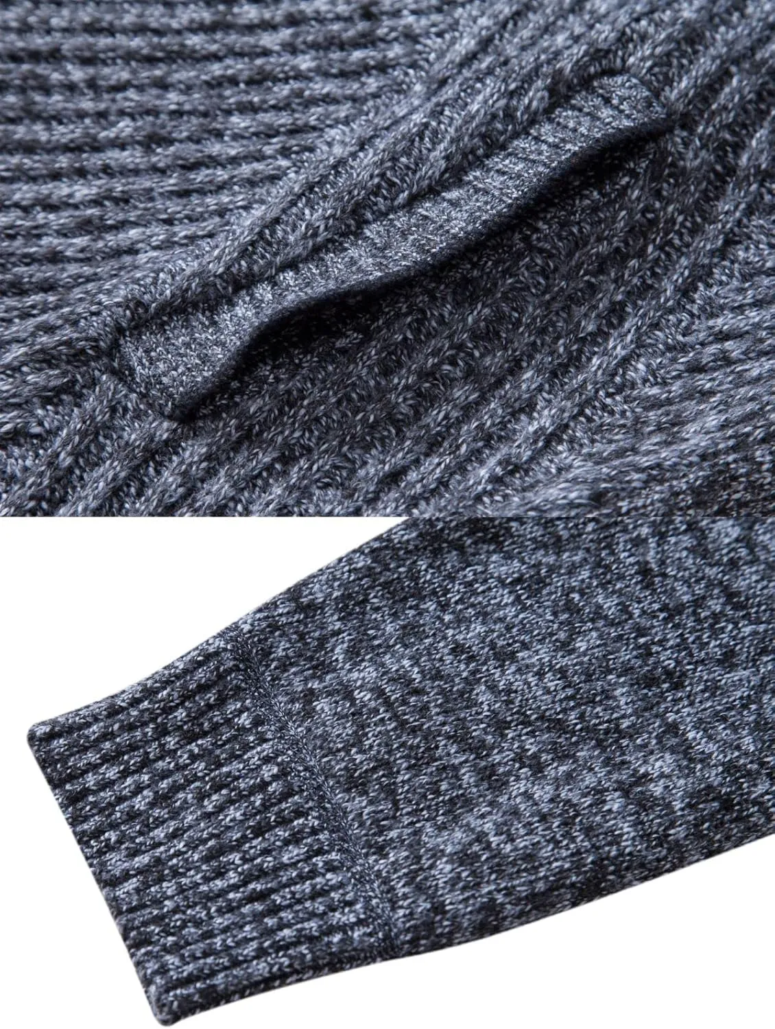 VtuAOL Men's Cardigan Sweaters Full Zip Sweaters Stand Collar Casual Knitted Cardigan with Pockets