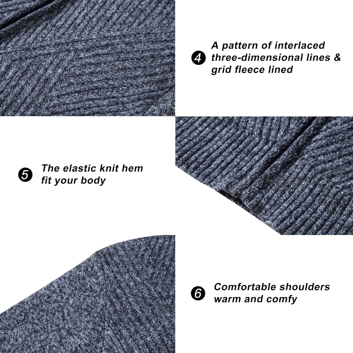 VtuAOL Men's Cardigan Sweaters Full Zip Sweaters Stand Collar Casual Knitted Cardigan with Pockets