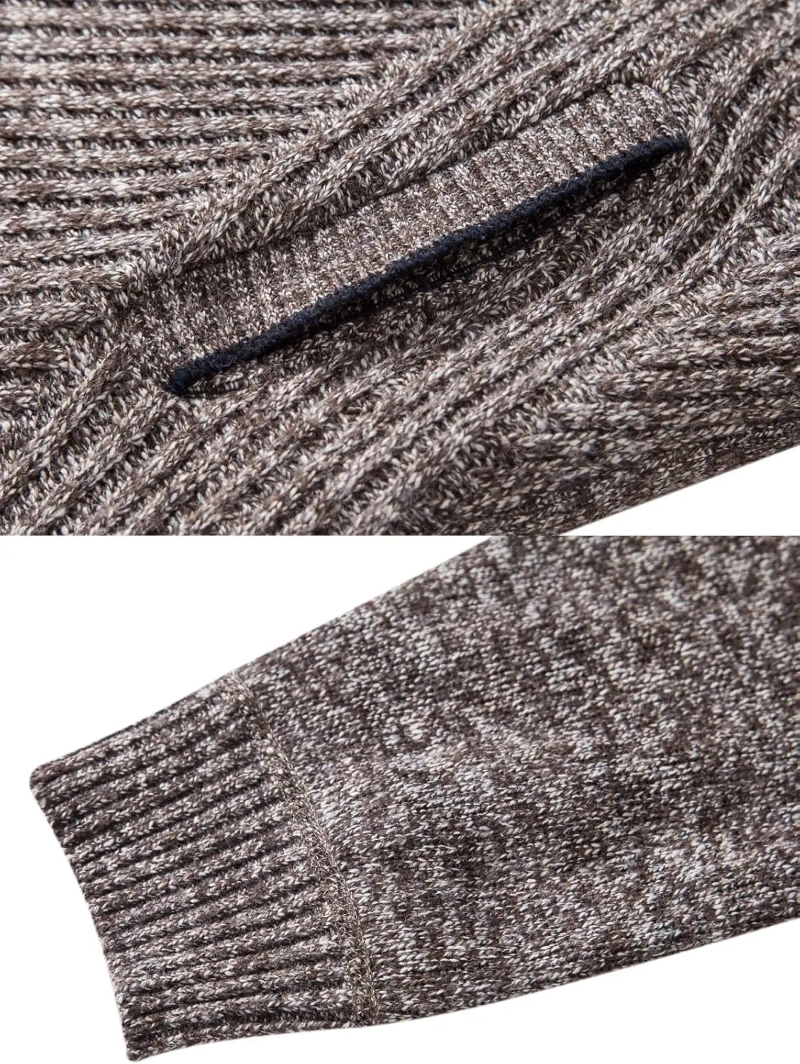 VtuAOL Men's Cardigan Sweaters Full Zip Sweaters Stand Collar Casual Knitted Cardigan with Pockets