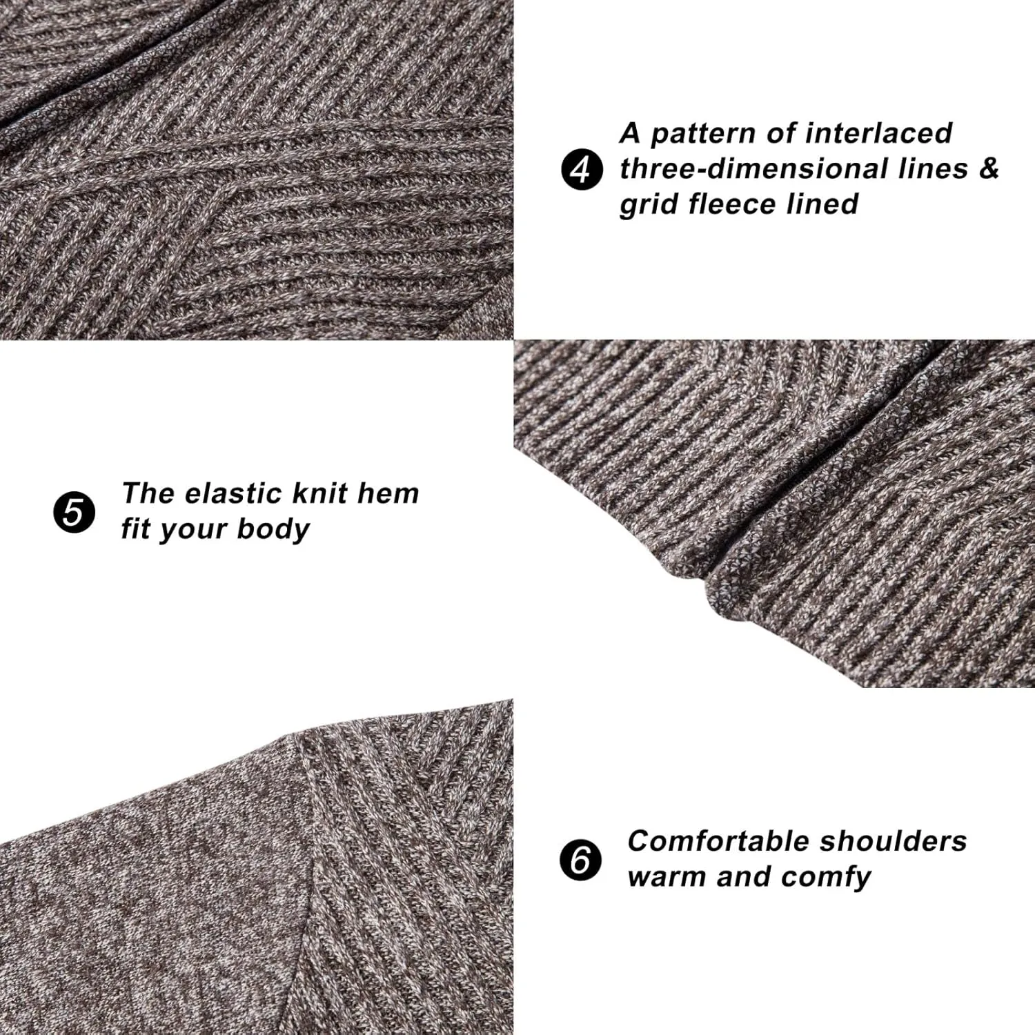 VtuAOL Men's Cardigan Sweaters Full Zip Sweaters Stand Collar Casual Knitted Cardigan with Pockets