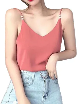 Woman T-Shirt V-Neck Tank Top Sleeveless Camisole Casual Sexy SolidClothing