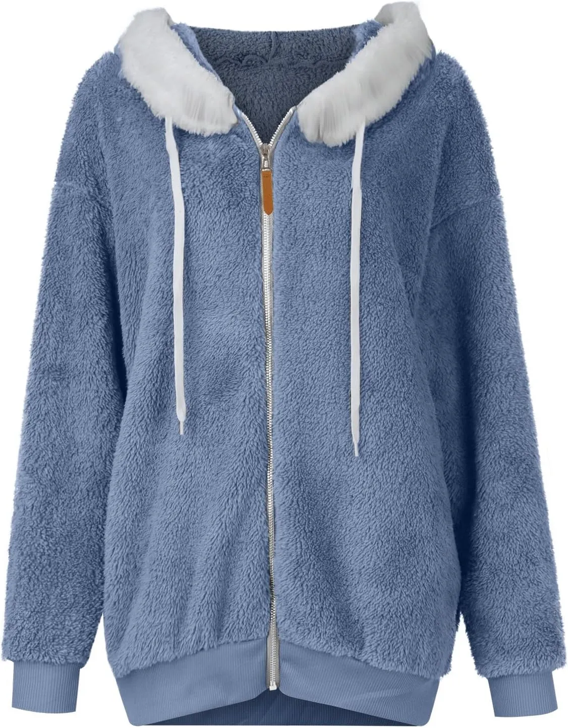 Women 2023 Winter Fuzzy Fleece Coat Plus Size Plush Fluffy Sweatshirt Hoodie with Pockets Parka Loose Blazer Hooded