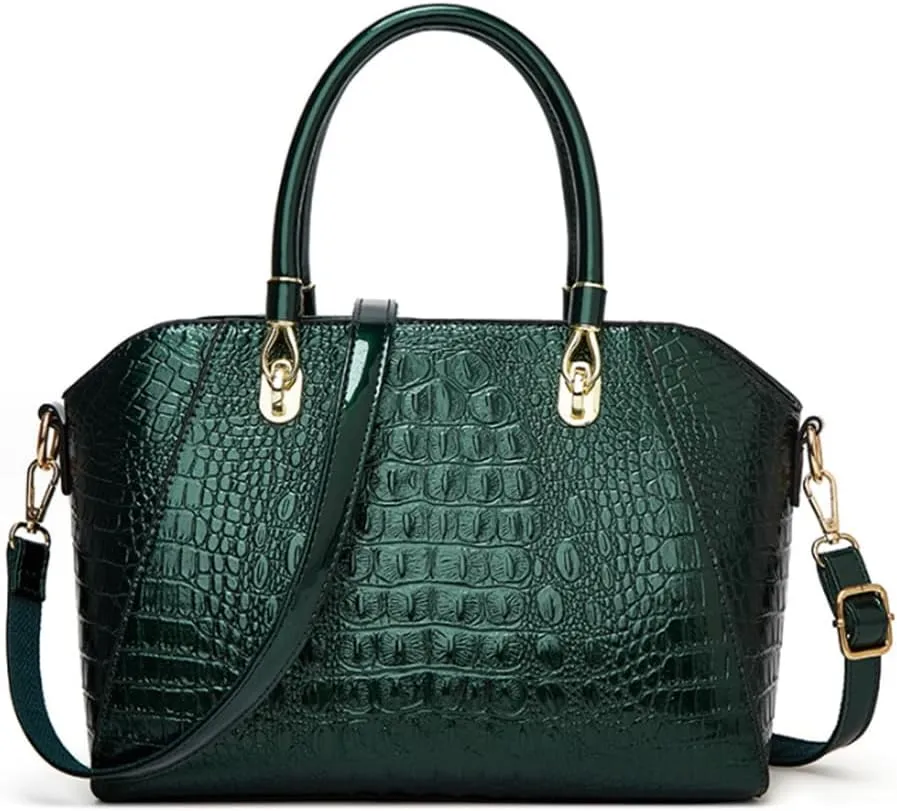 Women Crocodile Pattern Tote Purse Handbag PU Leather Top Handle Satchel Shoulder Bag