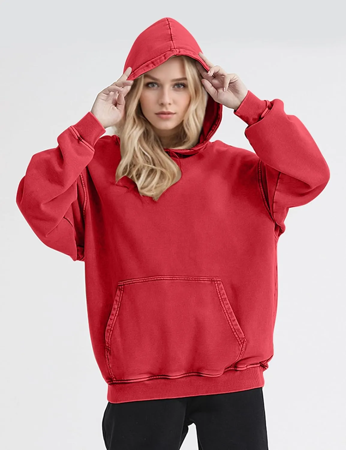 Women Mens Oversized Hoodies Pullover Acid Wash Cotton Vintage Hooded Sweatshirt Men Fleece Hoodie Streetwear
