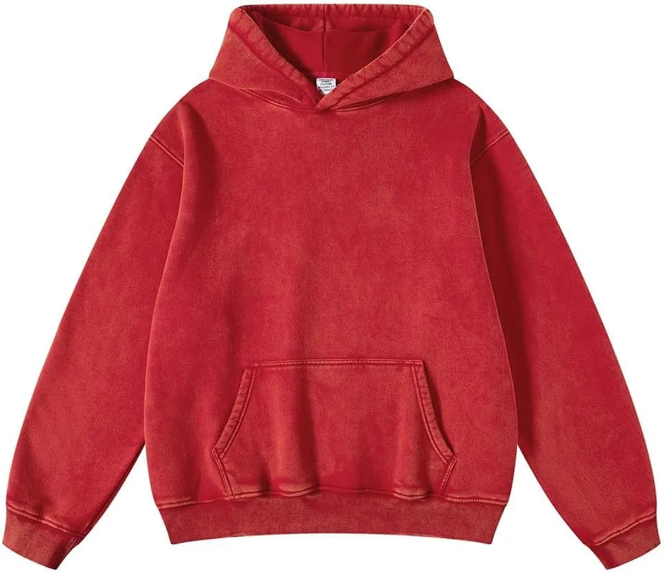 Women Mens Oversized Hoodies Pullover Acid Wash Cotton Vintage Hooded Sweatshirt Men Fleece Hoodie Streetwear
