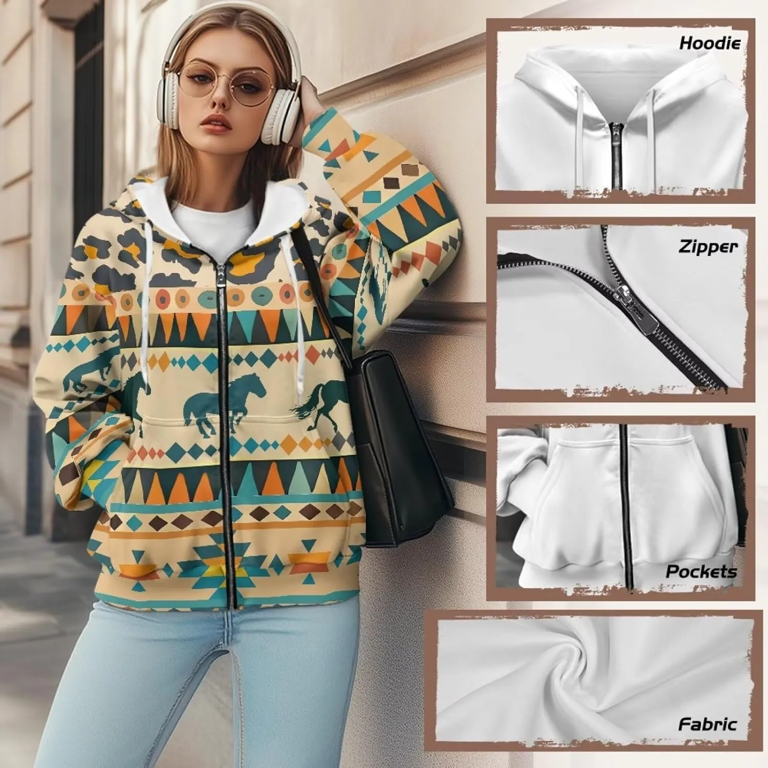 Women Oversized Hoodies Full Zip Sweatshirts Soft Hooded Jacket with Pocket Fall Winter Long Sleeve Y2K Hoodie