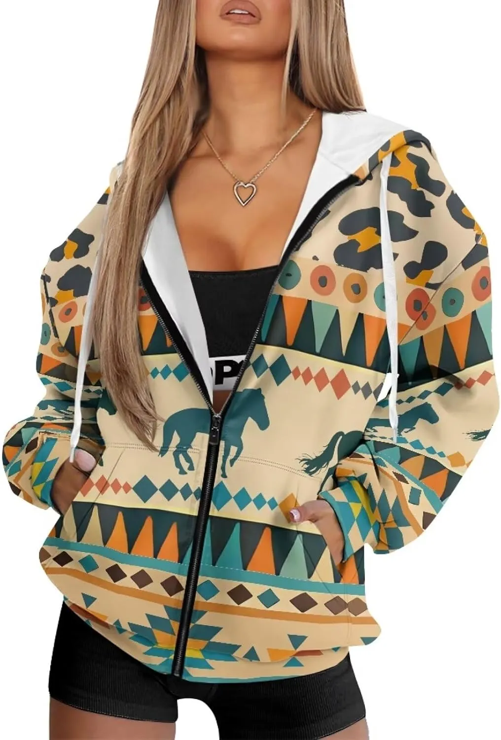 Women Oversized Hoodies Full Zip Sweatshirts Soft Hooded Jacket with Pocket Fall Winter Long Sleeve Y2K Hoodie