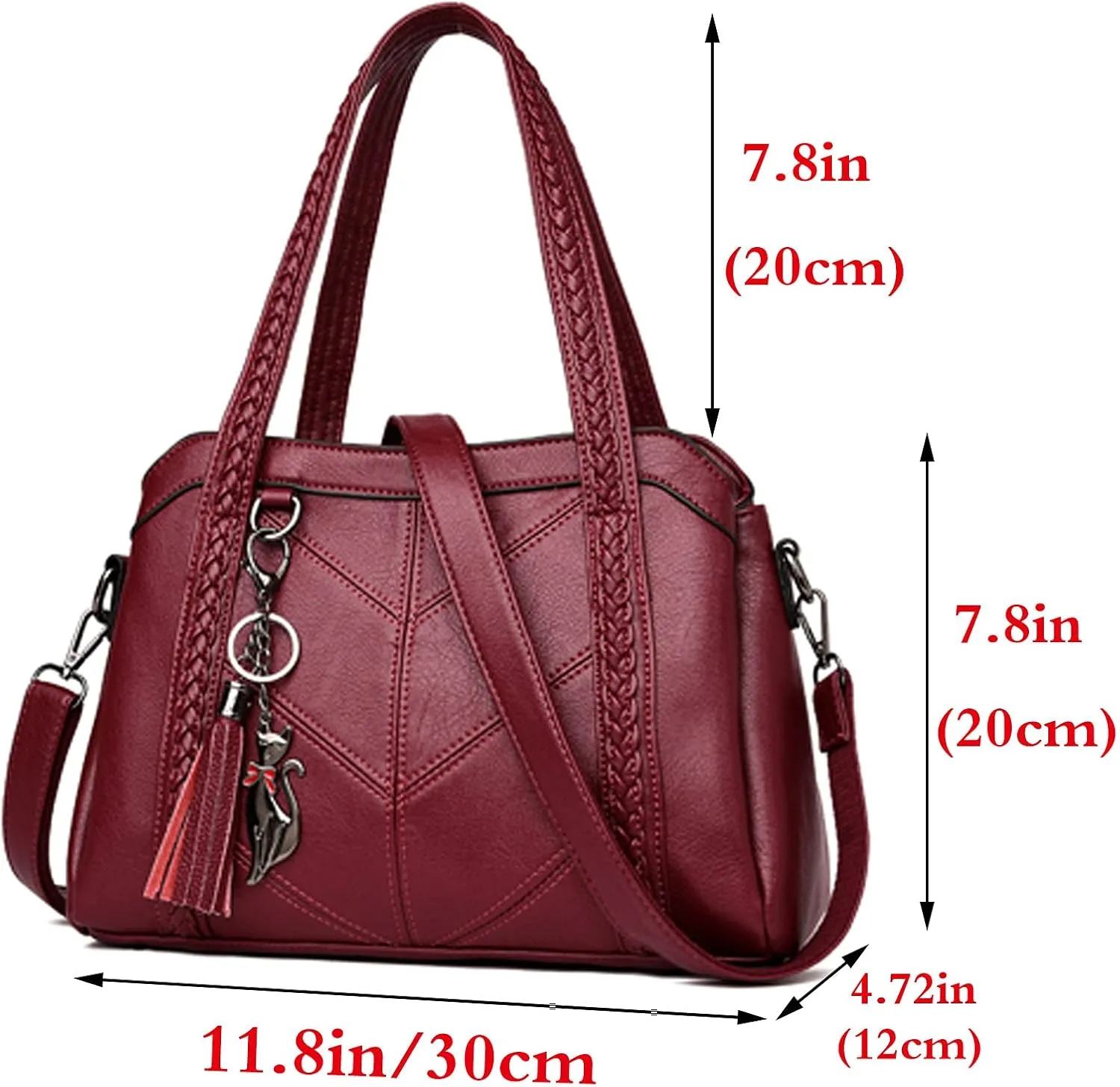 Women Purse and Handbags Fashion Tote PU Stiching Top Handle Satchel Shoulder Bag