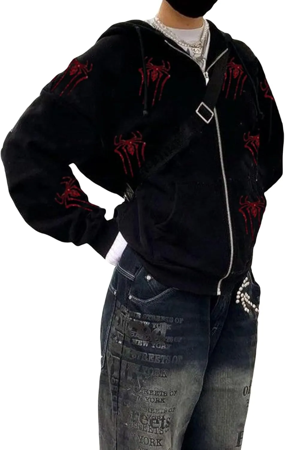 Women Y2K Hoodie Jacket Long Sleeve Graphic Zip Up Hoodie 90s Vintage Hooded Sweatshirt Tops E-Girls Streetwear