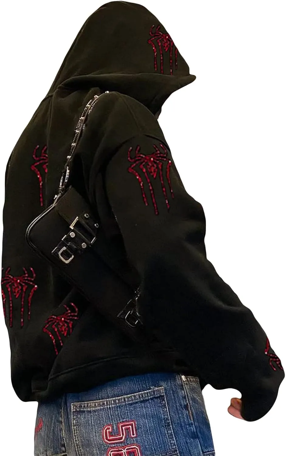 Women Y2K Hoodie Jacket Long Sleeve Graphic Zip Up Hoodie 90s Vintage Hooded Sweatshirt Tops E-Girls Streetwear