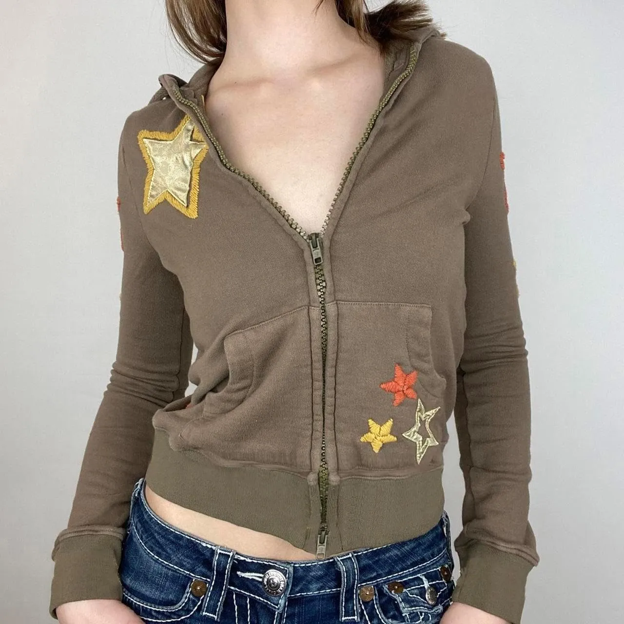 Women Y2k Zip Up Cropped Hoodie Vintage Graphic Oversized Hooded Sweatshirt Jacket with Pockets Teen Girl Fall Coat