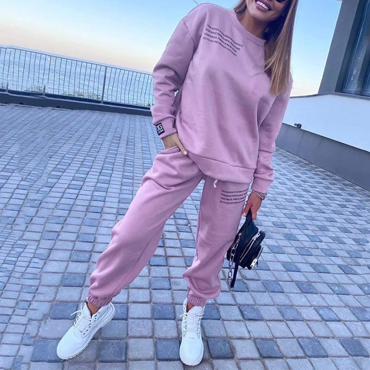 Womens 2 Piece Outfits Hoodie Sweatsuit Sets Oversized Sweatshirt Baggy Fall Fashion Sweatpants with Pockets