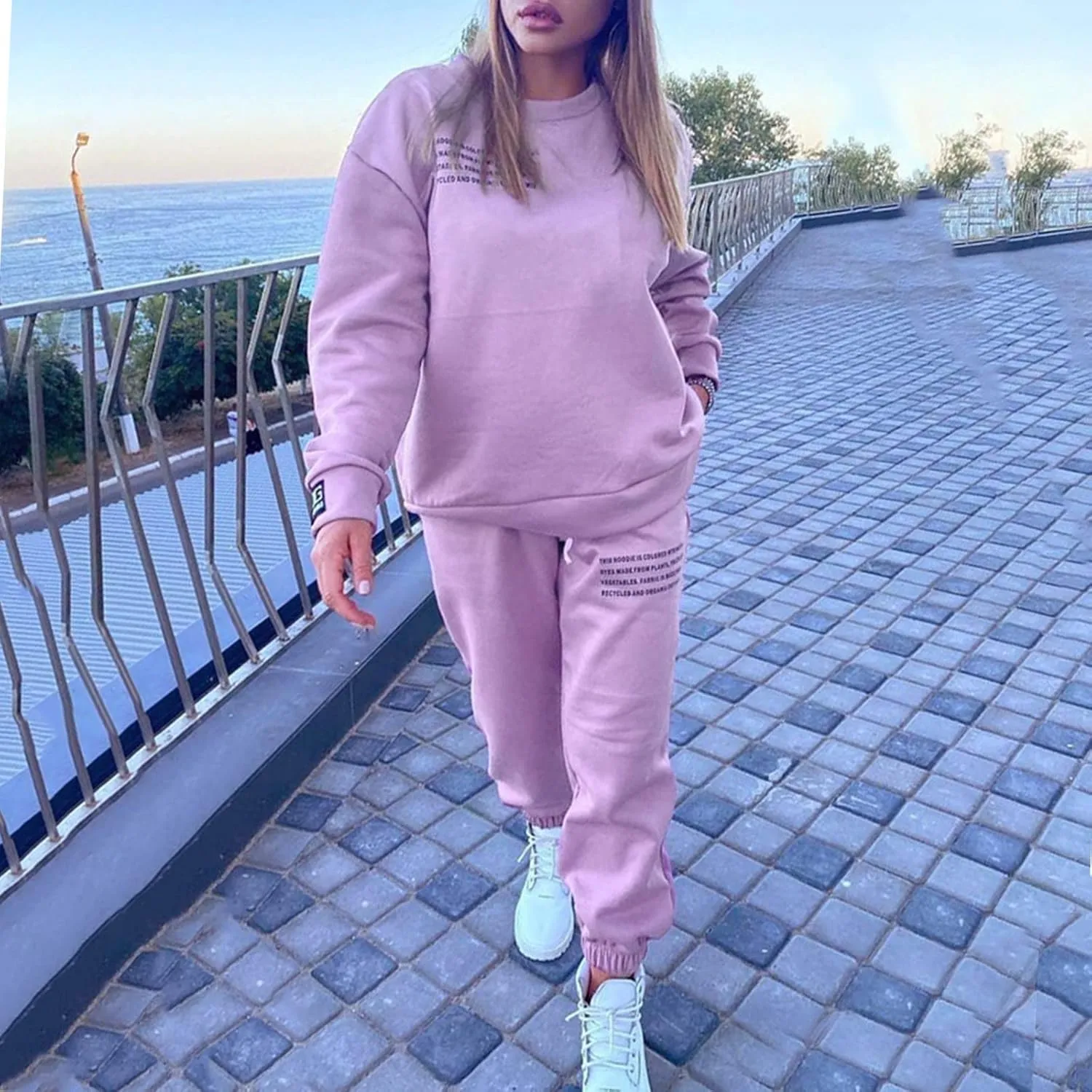 Womens 2 Piece Outfits Hoodie Sweatsuit Sets Oversized Sweatshirt Baggy Fall Fashion Sweatpants with Pockets