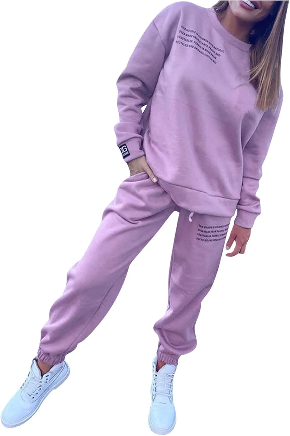 Womens 2 Piece Outfits Hoodie Sweatsuit Sets Oversized Sweatshirt Baggy Fall Fashion Sweatpants with Pockets