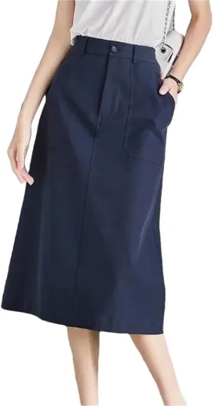 Women's Advanced Sense Korean Version Half Skirt Mid Length Version High Waisted Loose A-Line Skirt