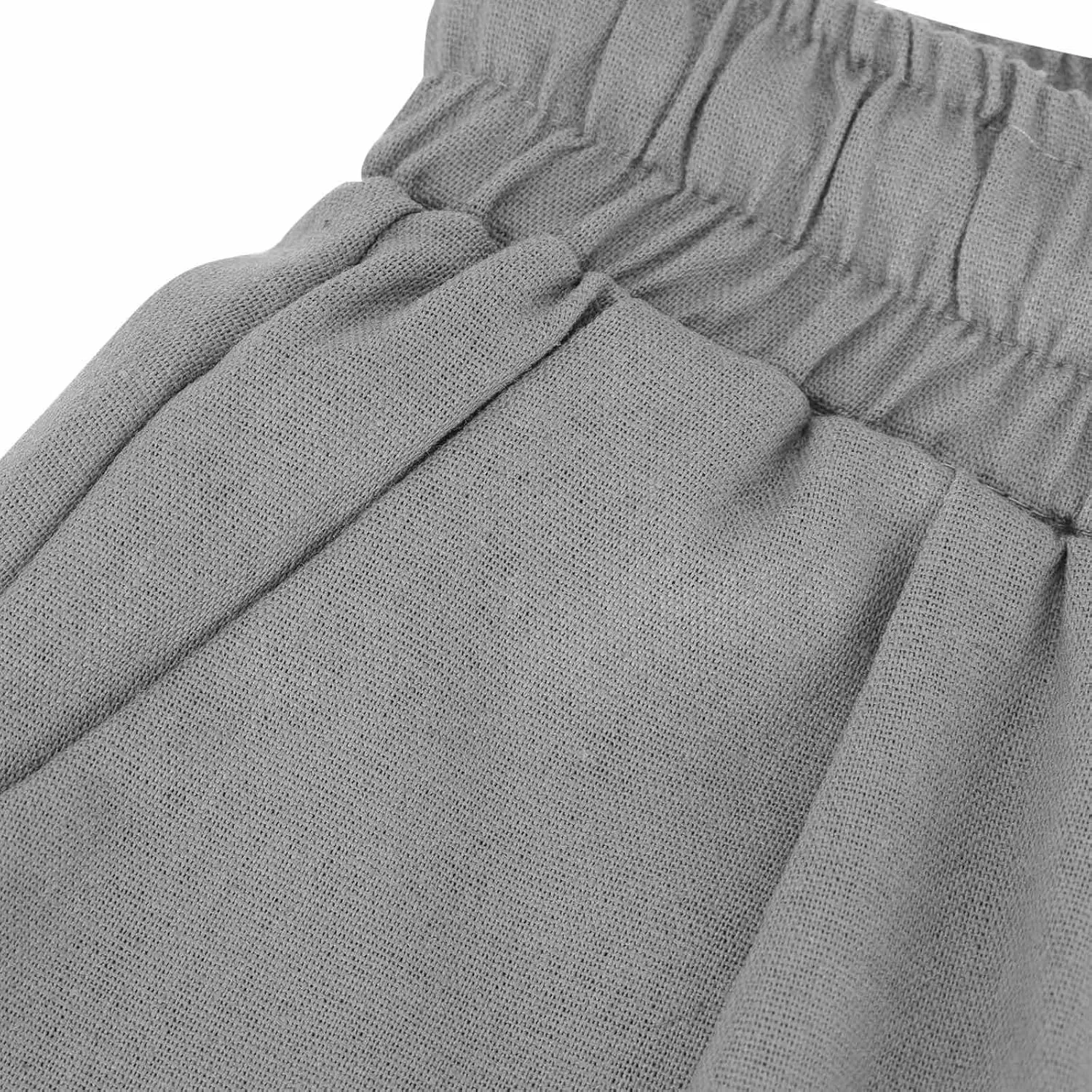 Womens Capris for Summer Cotton Linen Pants Beach High Waisted Drawstring Casual Loose Capris Pants with Pockets