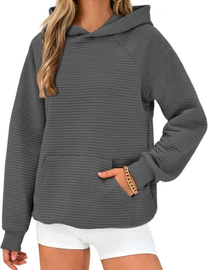 Womens Casual Hoodies 2024 Fashion Oversized Sweatshirts Long Sleeve Pullover Tops Trendy Fall Clothes with Pocket