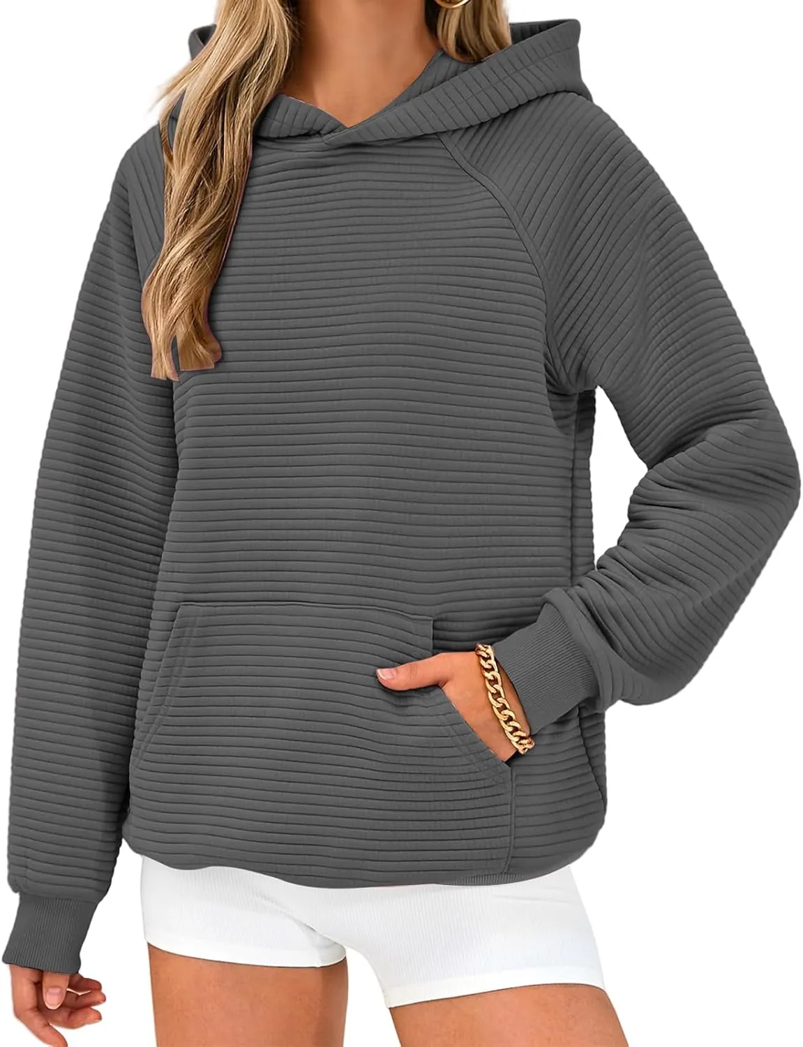 Womens Casual Hoodies 2024 Fashion Oversized Sweatshirts Long Sleeve Pullover Tops Trendy Fall Clothes with Pocket