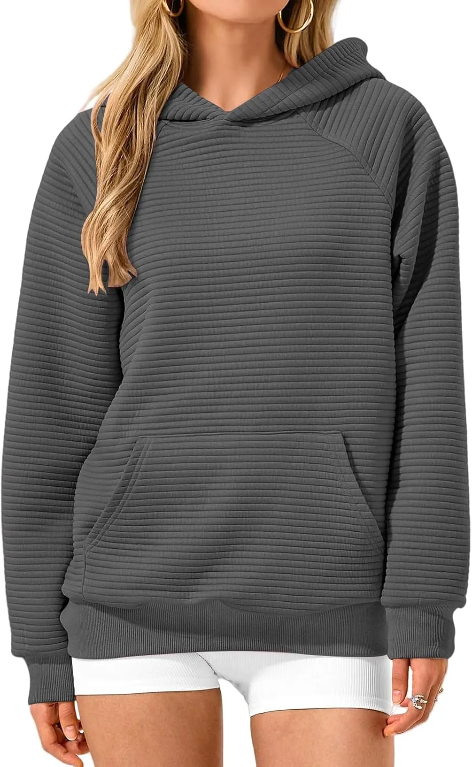 Womens Casual Hoodies 2024 Fashion Oversized Sweatshirts Long Sleeve Pullover Tops Trendy Fall Clothes with Pocket