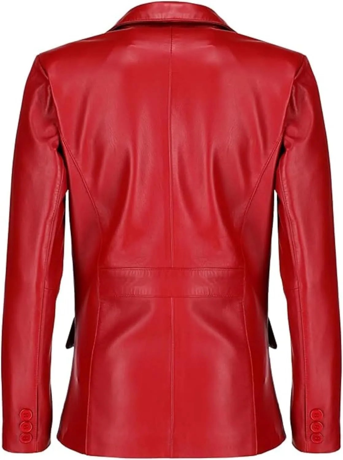 Women's Classic 2-Button Lambskin Leather Blazer Women - Casual Coat Long Sleeves Suit Style Leather Jacket