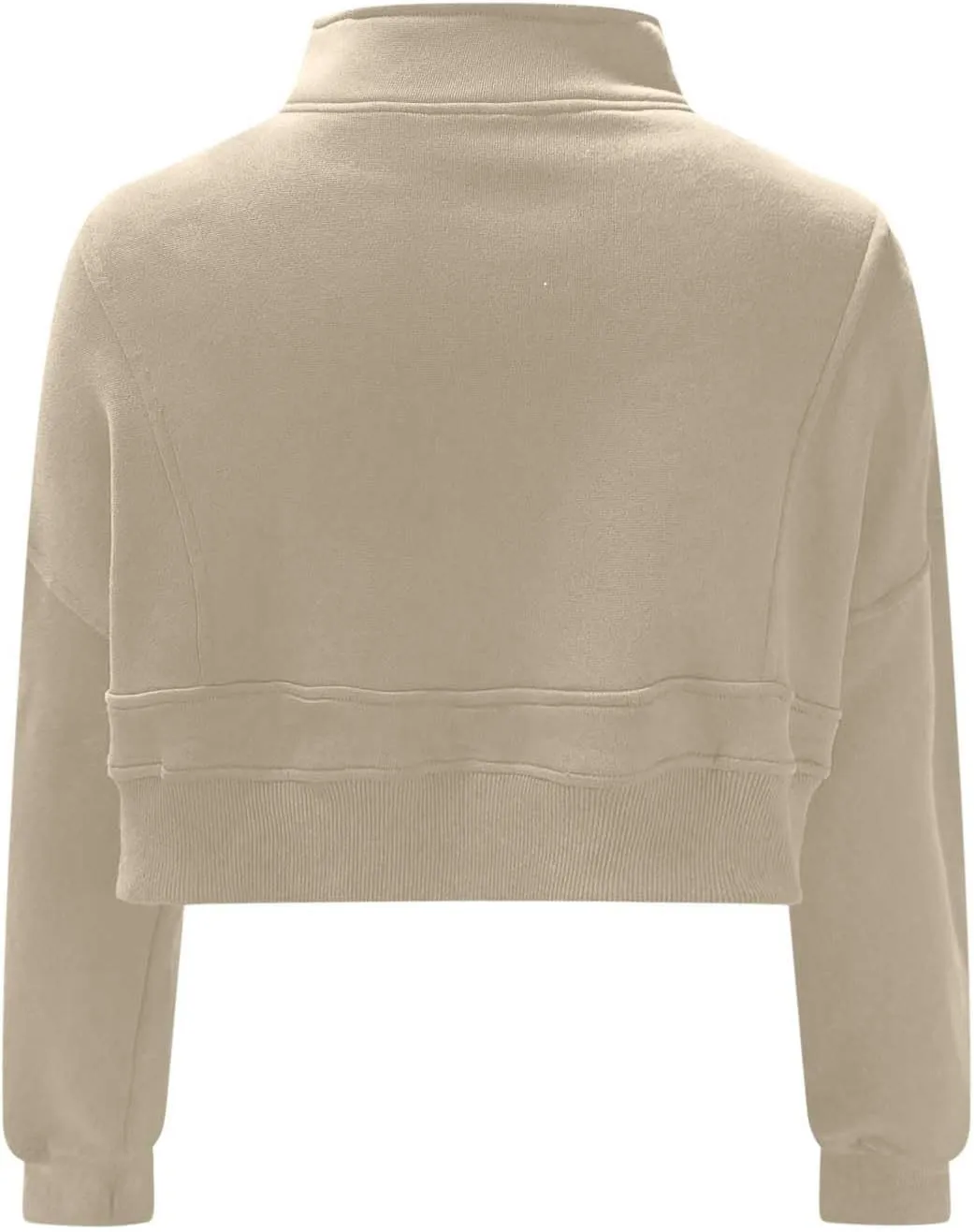 Women's Cute Pullover Half Zipper Cropped Sweatshirts, Winter Long Sleeve V Neck Knit, Fashion Hoodies Tops