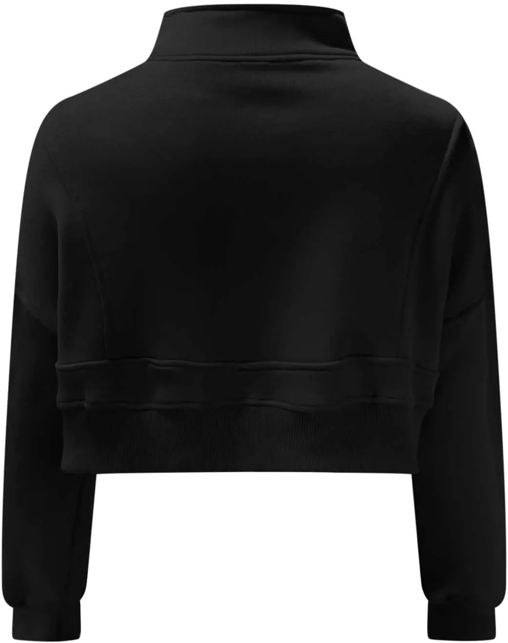 Women's Cute Pullover Half Zipper Cropped Sweatshirts, Winter Long Sleeve V Neck Knit, Fashion Hoodies Tops