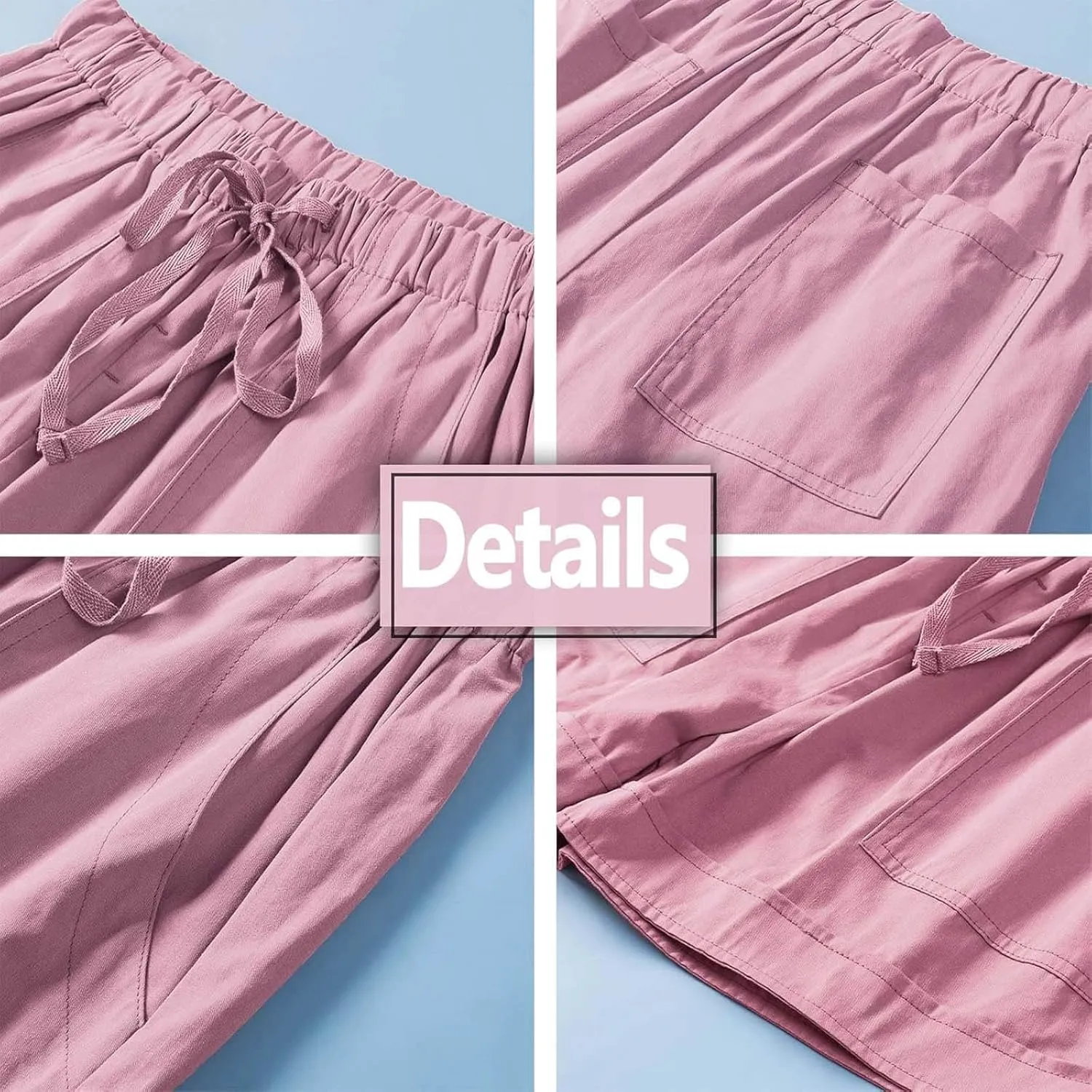 Womens Drawstring Shorts Summer Elastic Waist Casual Lightweight with Pockets
